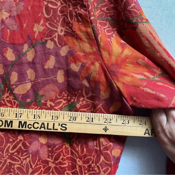 Vintage Origins Vibrant Red and Orange Linen Blazer Jacket Sz 12 - Picture 9 of 11
